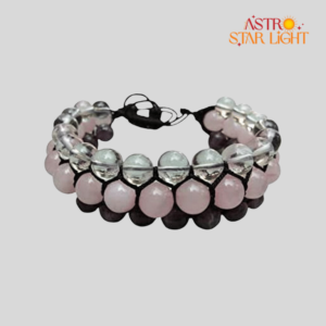 Amethyst Rose Crystal 3 Layer Bracelet